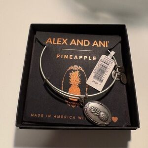 Alex and Ani Silver Pineapple Oval Charm Bracelet